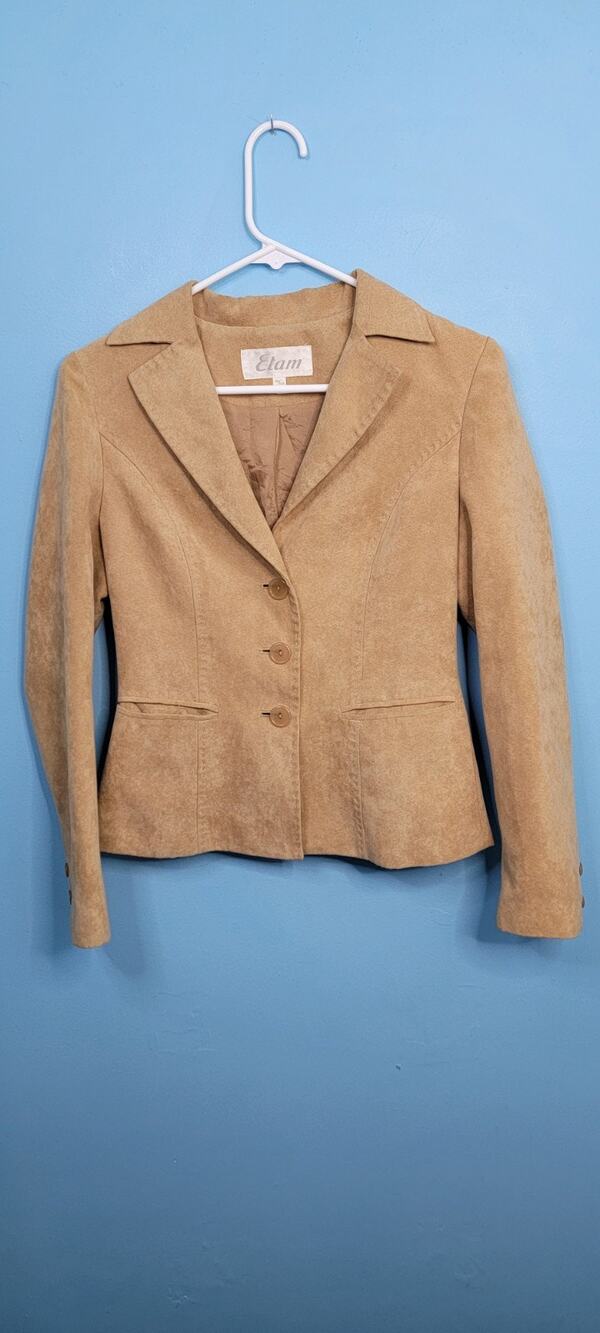 Women's Etam Tan Coat Blazer Size 160/80A With Pockets